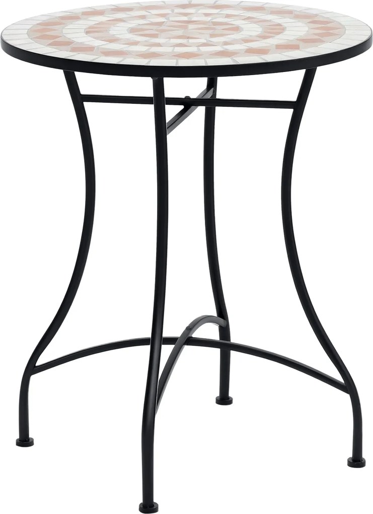 Outsunny Kerti Asztal Ø60 x H71cm, Időjárásálló Fém Terasz Asztal, Kültéri Étkező Asztal, Kemping Oldalasztal, Kerek Terasz Asztal Kertbe, Balkondra N