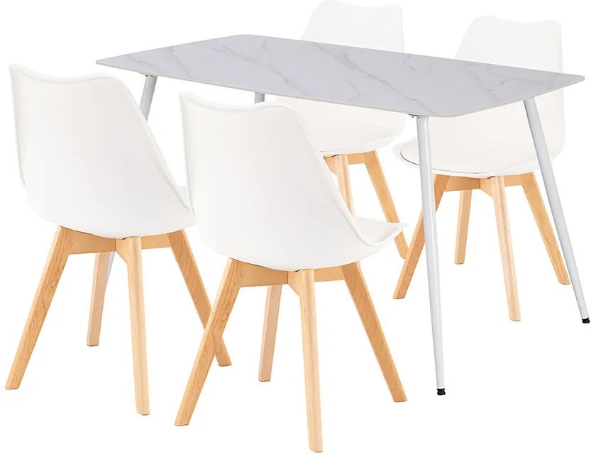 Ravena 4+1 étkező garnitúra fehér-fehér