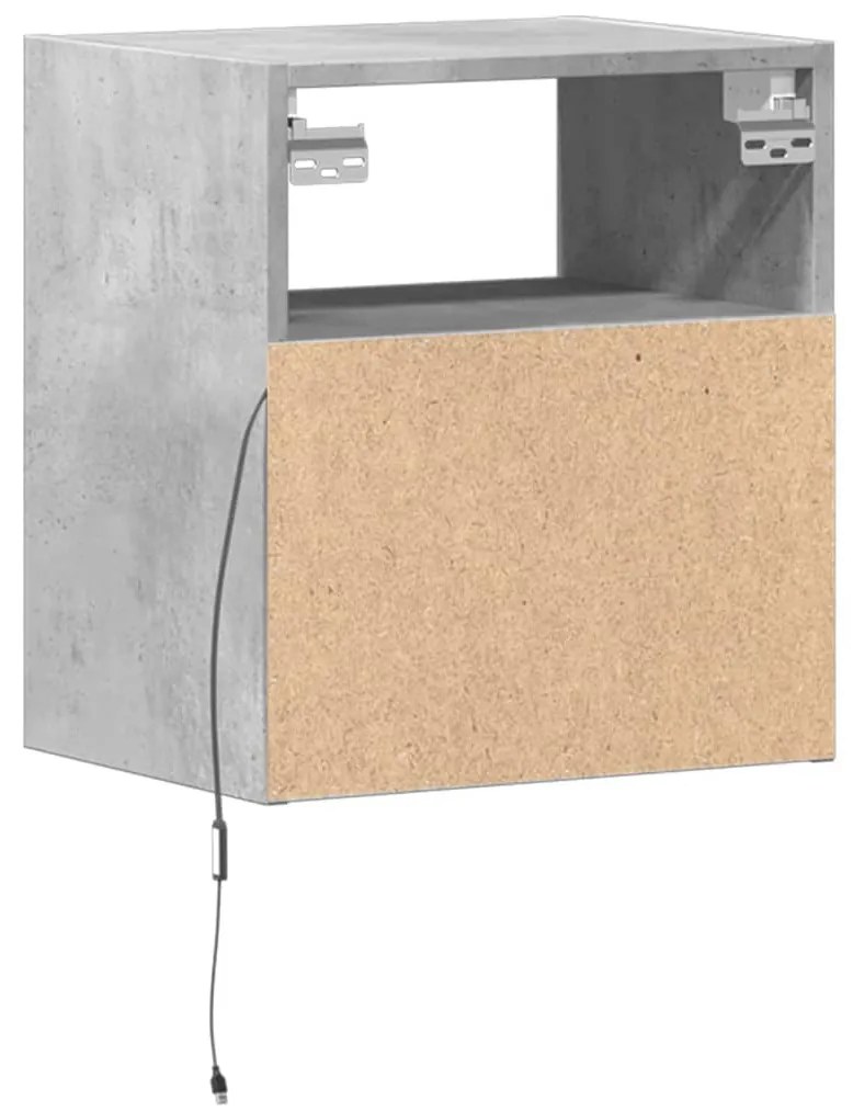 vidaXL 2 db betonszürke fali TV-szekrény LED-del 41 x 31 x 45 cm