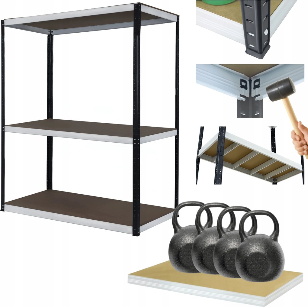 Helios fém tároló állvány műhely állvány 90x100x50cm 3Px400kg