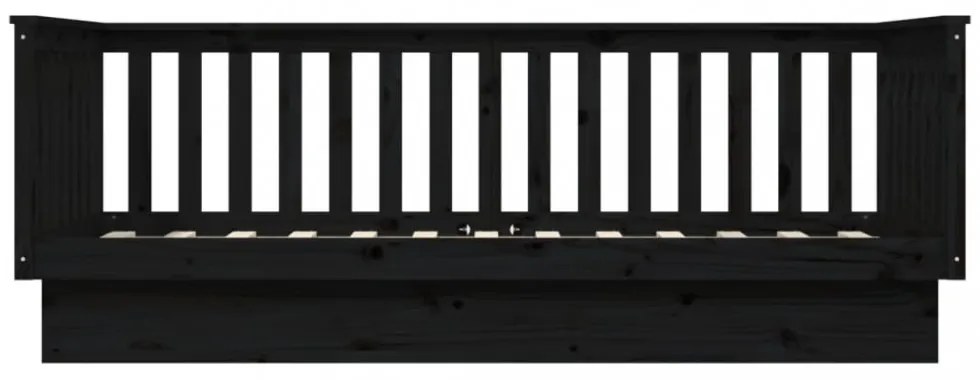 fekete tömör fenyőfa kanapéágy 80 x 200 cm