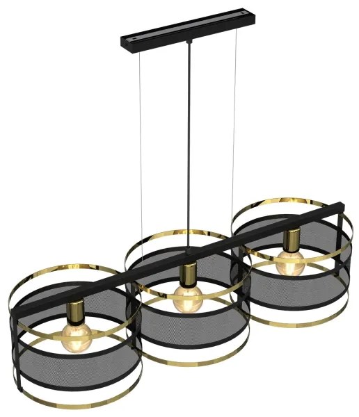 Csillár zsinóron RIM 3xE27/60W/230V fekete/arany