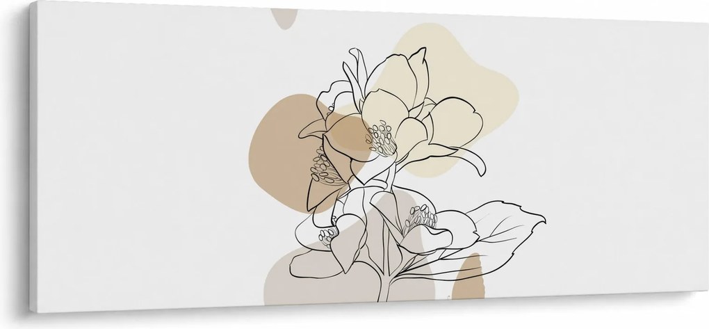 Kép - Bézs virágok pillangóval N⁰1 (120x50 cm)