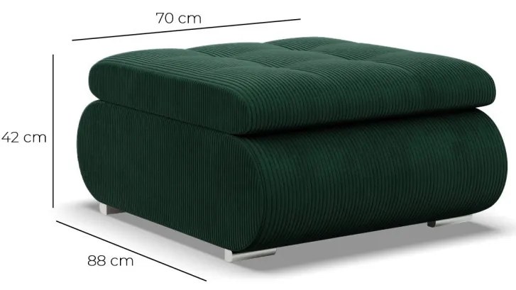 Tokio puff, kordbársony, zöld