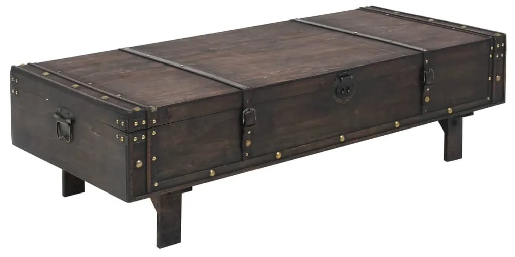 Vintage stílusú furnérlemez fa dohányzóasztal 120 x 55 x 35 cm