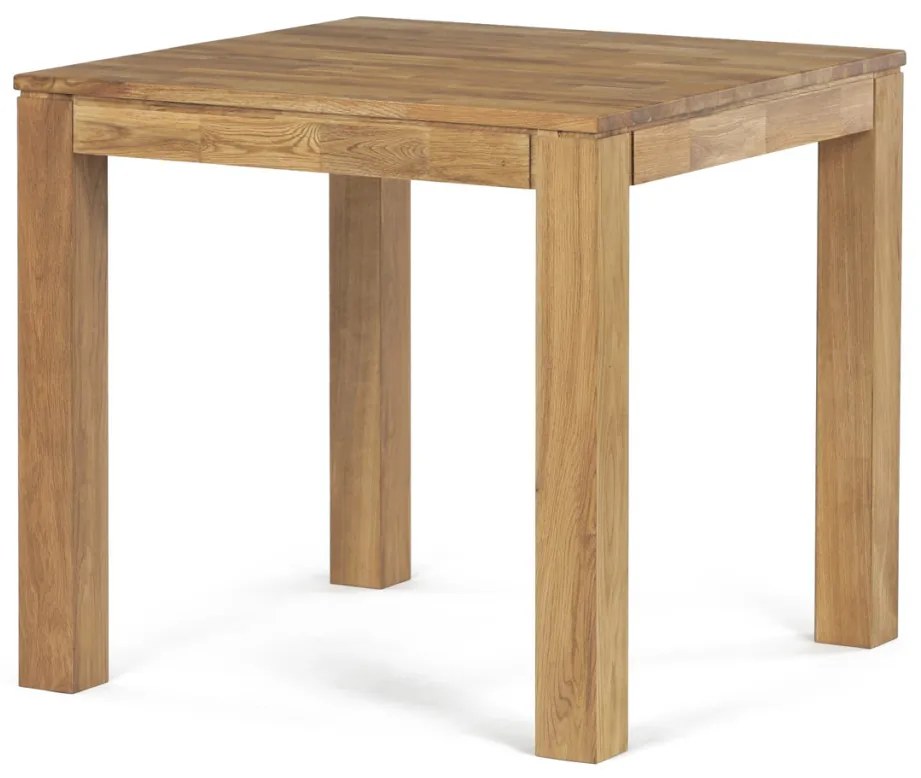 Masă de sufragerie 80x80x75 cm, stejar alb masiv, finisaj cu ulei, picioare de 8x8 cm