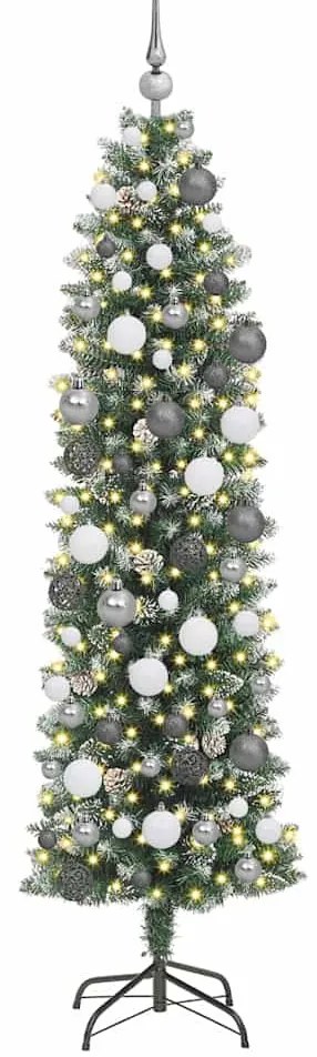 Mű Karcsú Karácsonyi Fa LED -es lámpákkal Zöld 180 cm PVC