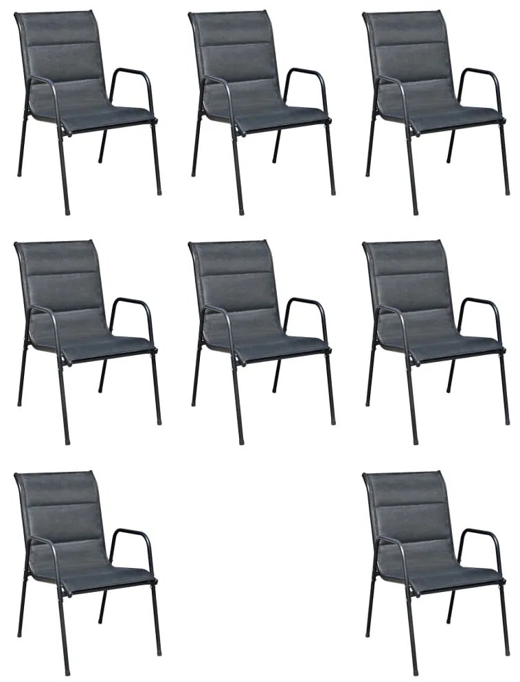 vidaXL 9-részes fekete kültéri acél étkezőkészlet