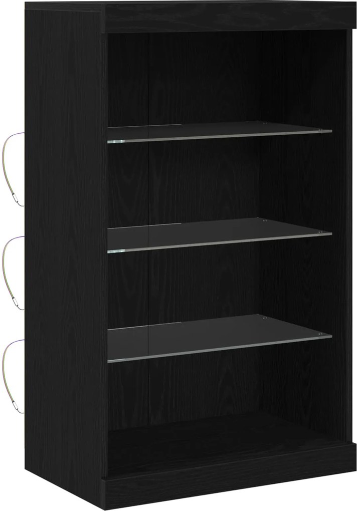 vidaXL LED tálaló Fekete tölgy 60,5 x 37 x 100 cm Faanyag