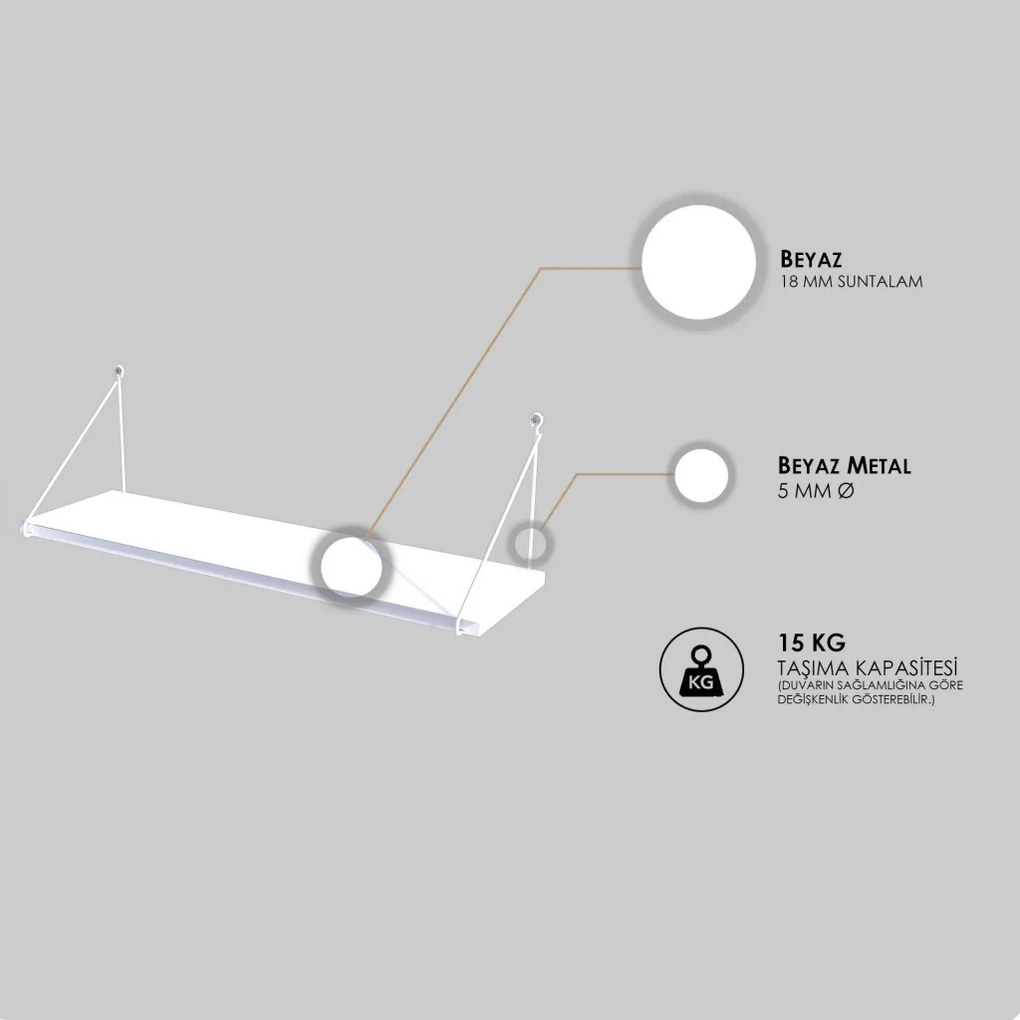 Armoni fali polc, magasfényű fehér, 72 cm – TR775DCM1609