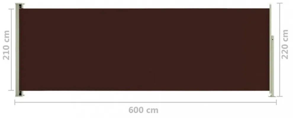 barna behúzható oldalsó terasznapellenző 220 x 600 cm