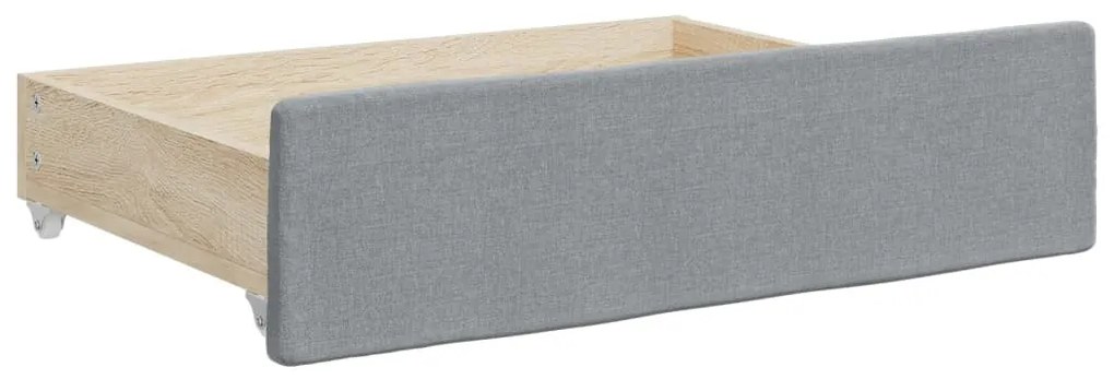 világosszürke kihúzható szövet heverő fiókokkal 80 x 200 cm