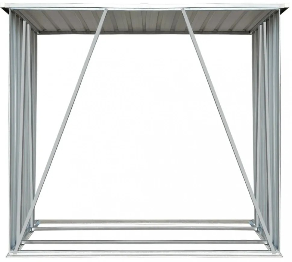 szürke horganyzott acél kerti tűzifatároló, 163 x 83 x 154 cm