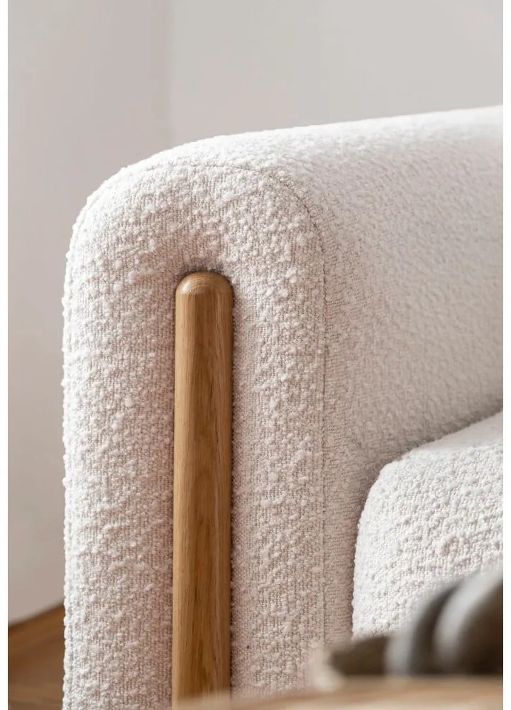 Bézs-krémszínű buklé kinyitható-tárolóhelyes kanapé 244 cm Arcadova – ELTAP