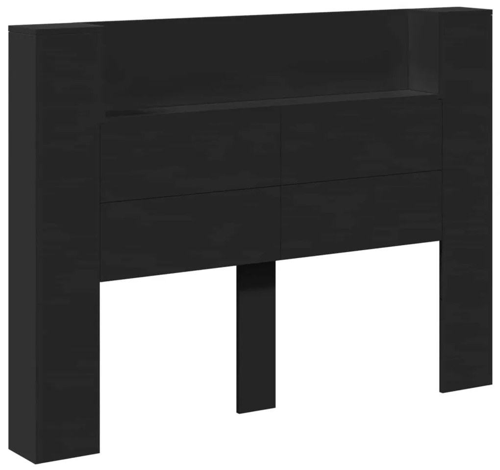 Fejtámla LED -es lámpákkal Fekete 140 x 16,5 x 103,5 cm Faanyag