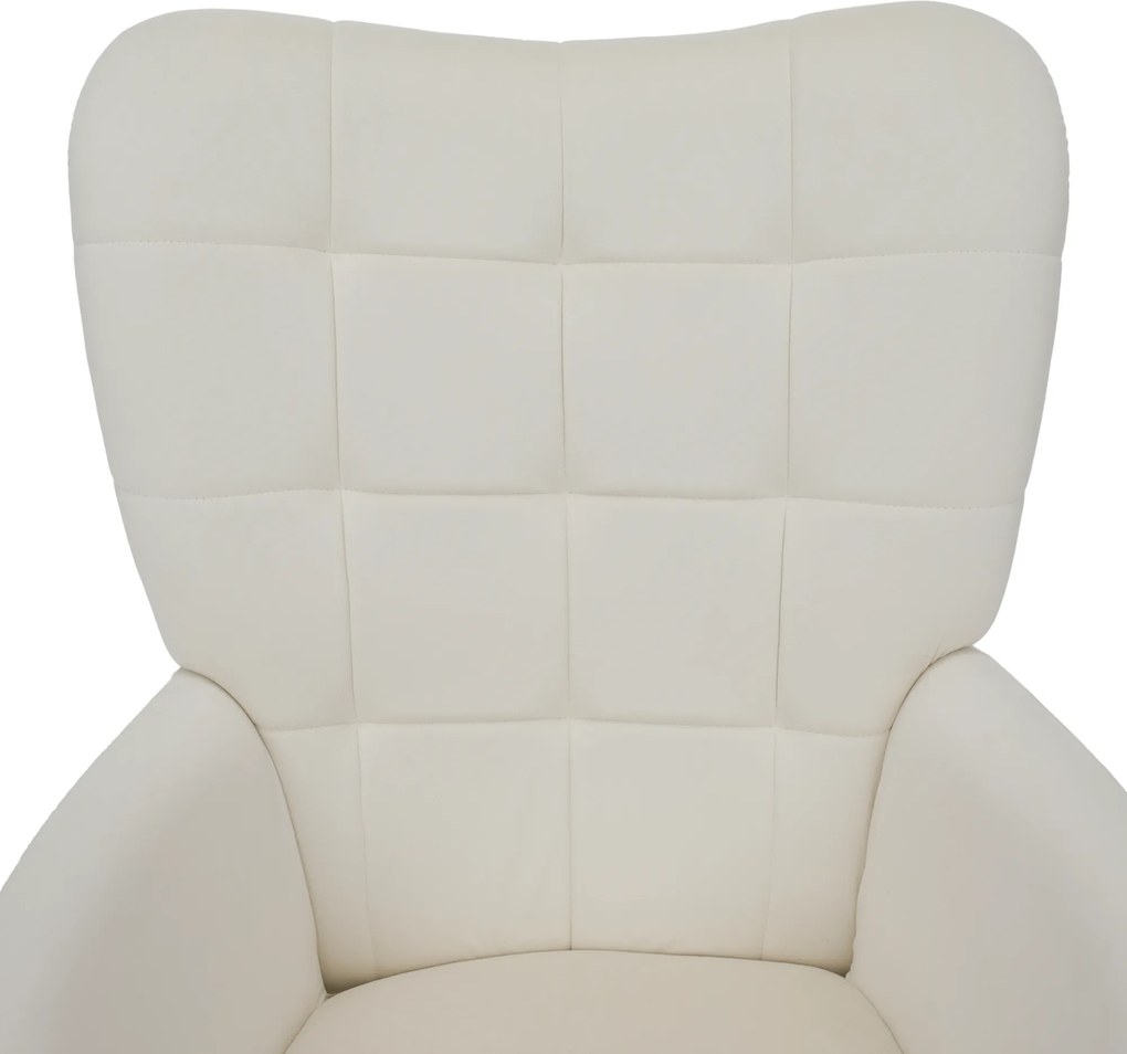 Fotel lábtartóval, fehér Velvet szövet/fekete, HABEN