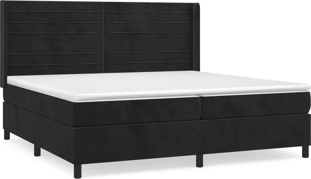 vidaXL fekete bársony rugós ágy matraccal 200x200 cm