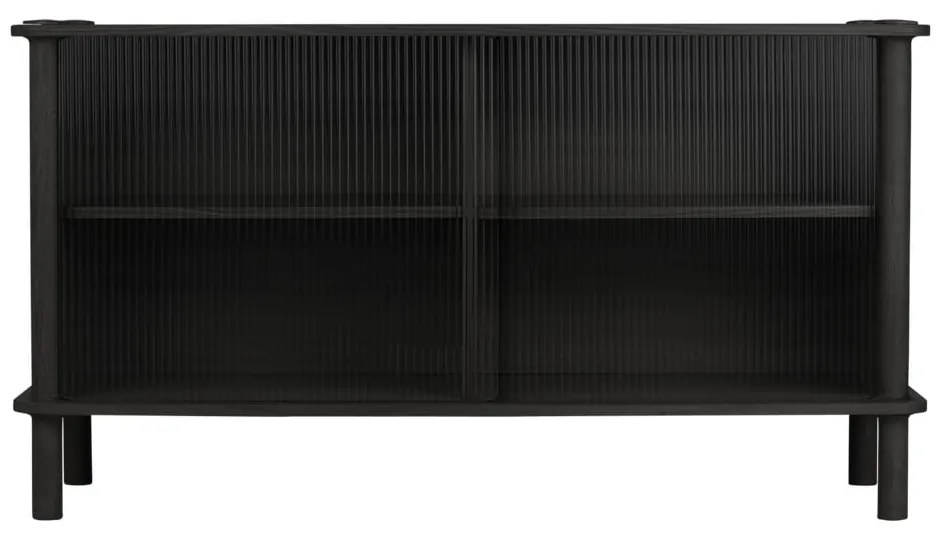 Fekete tölgyfa tálalószekrény tolóajtóval 135x73,5x48 cm Italic – UMAGE