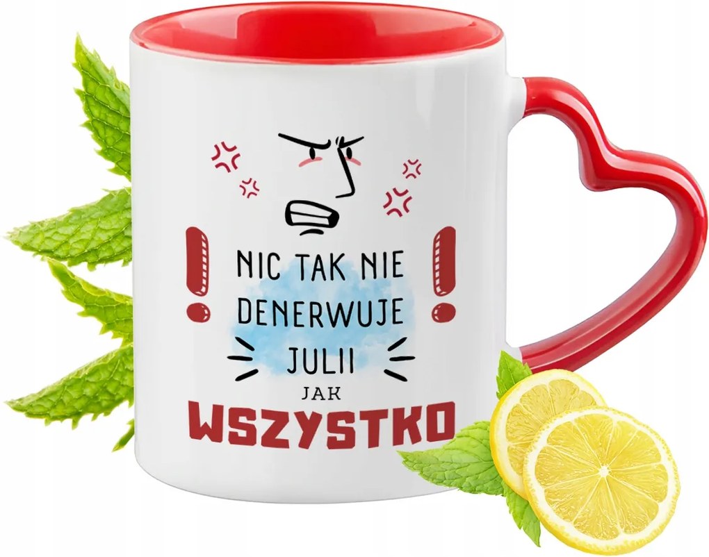 Juli Piros bögre szív alakú füllel Ajándék