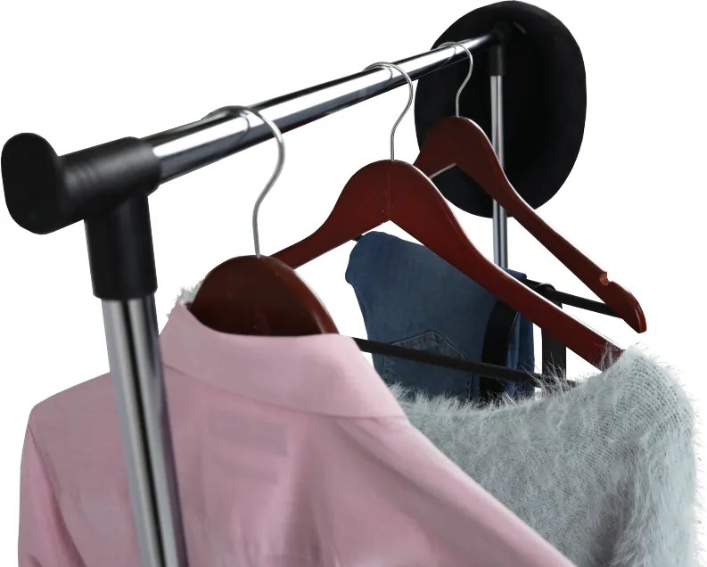 Görgős ruhaálvány, króm/fekete műanyag, SOREN