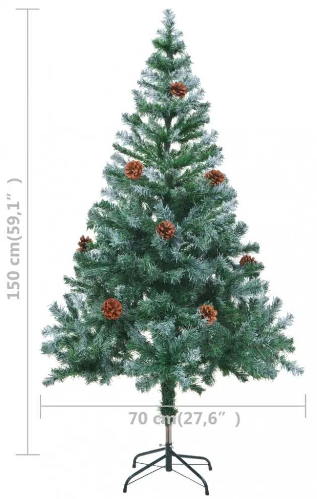 műfenyő műzúzmarával és fenyőtobozokkal 150 cm