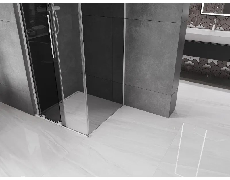 Mexen Velar L, zuhanykabin tolóajtóval 120 x 120 cm, 8mm szürke üveg, króm, 871-120-120-43-01