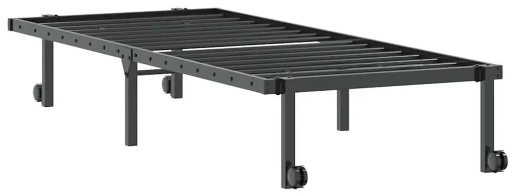 fekete acél ágykeret matrac nélkül összecsukható 80x200 cm