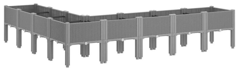vidaXL világosszürke PP rácsos kerti ültetőláda 200 x 160 x 42 cm