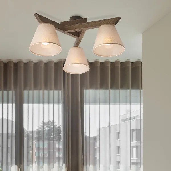 Brilagi - LED felületre szerelt csillár ANTHONY 3xE14/40W/230V tölgy/dió/bézs.