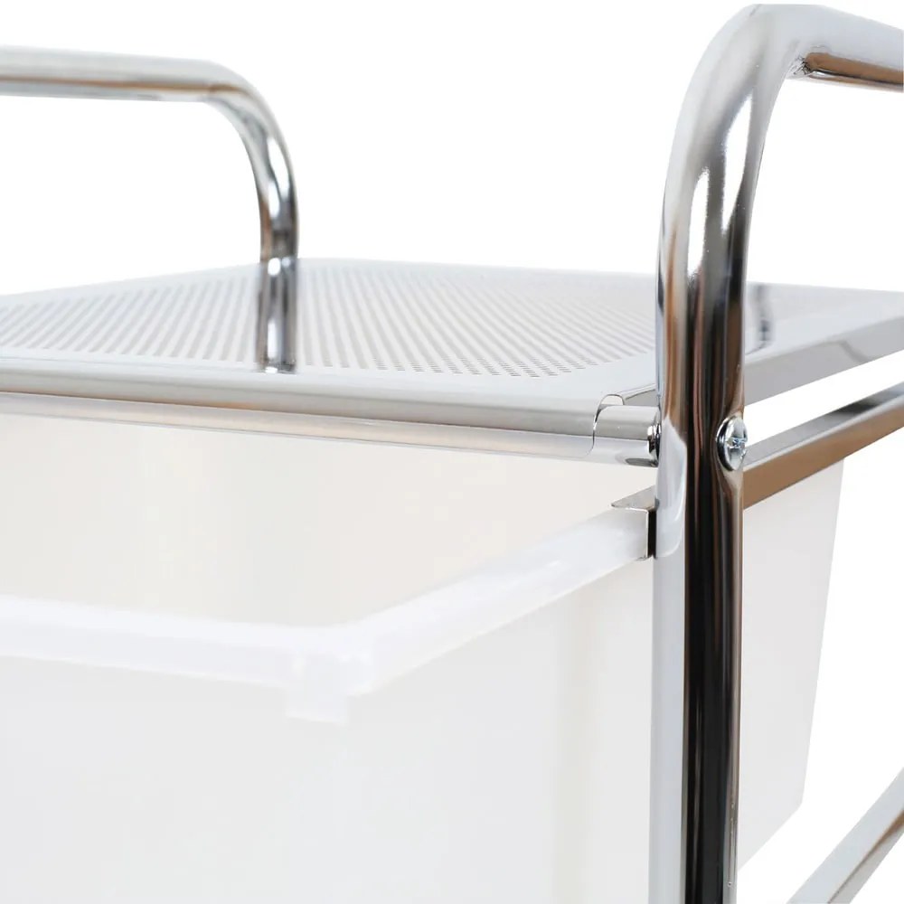 Fehér-ezüstszínű műanyag gurulós polcos állvány 33x79 cm – Premier Housewares