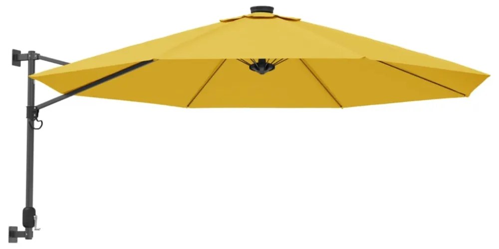 sárga LED-es falra szerelhető napernyő 290 cm