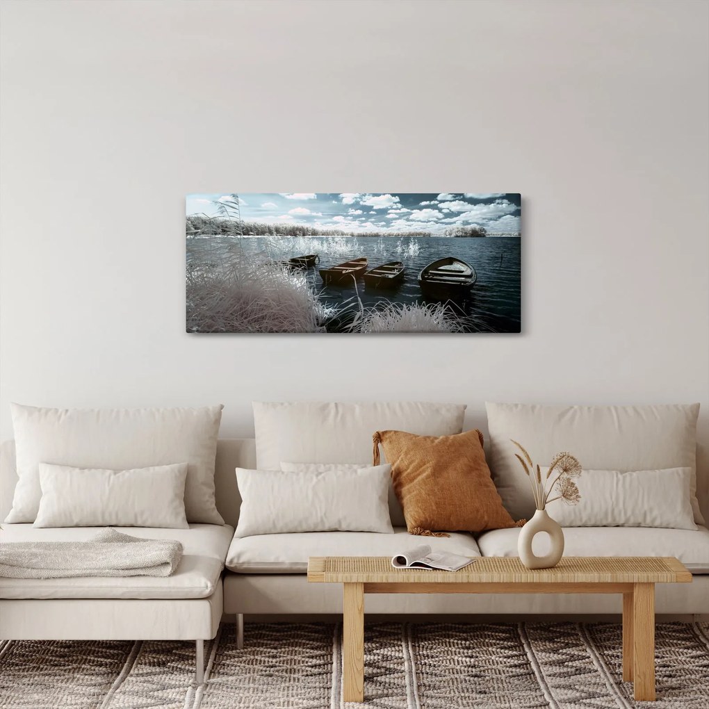 Kép - Fa csónak a tón (120x50 cm)