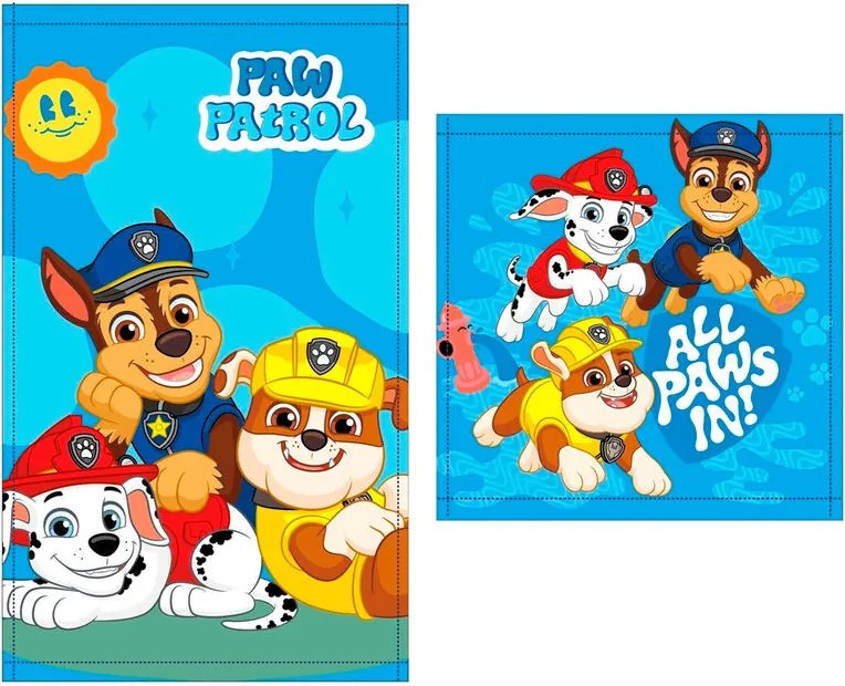 Mancs Őrjárat All Paws In kéztörlő, arctörlő, törölköző szett