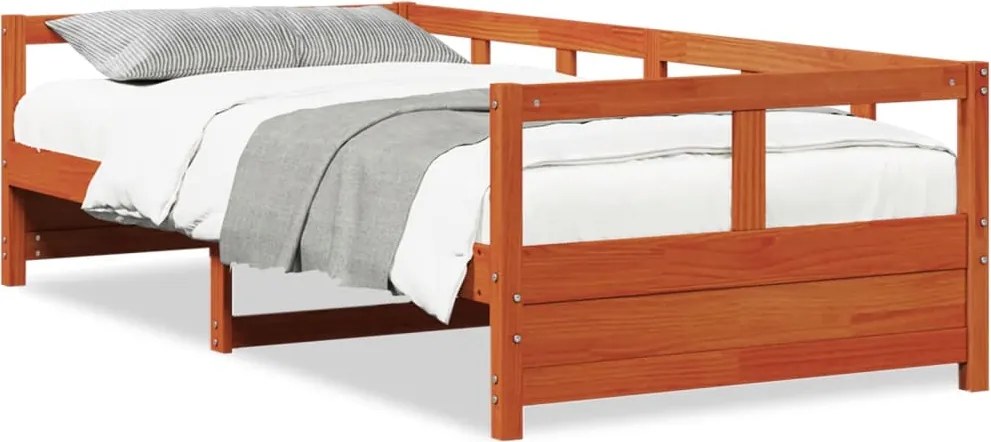 vidaXL viaszbarna tömör fenyőfa kanapéágy matrac nélkül 90 x 200 cm