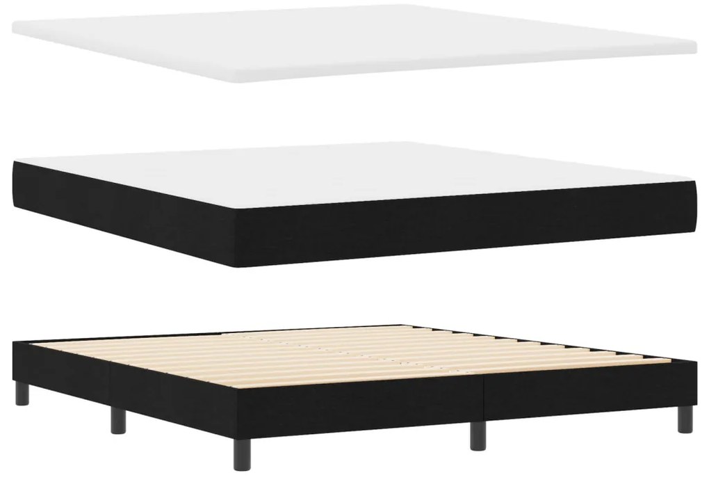 Boxspring Ágy Mattal Fekete 180x200 cm Szövet