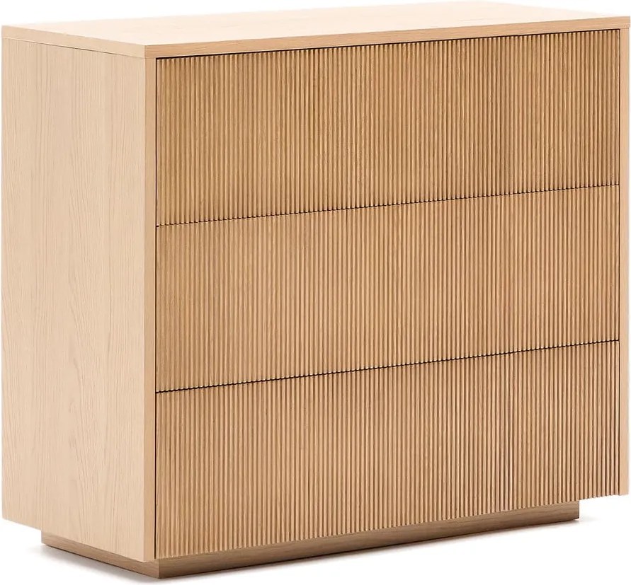 Natúr színű komód tölgyfa dekorral 90x79x50 cm Helvine – Kave Home