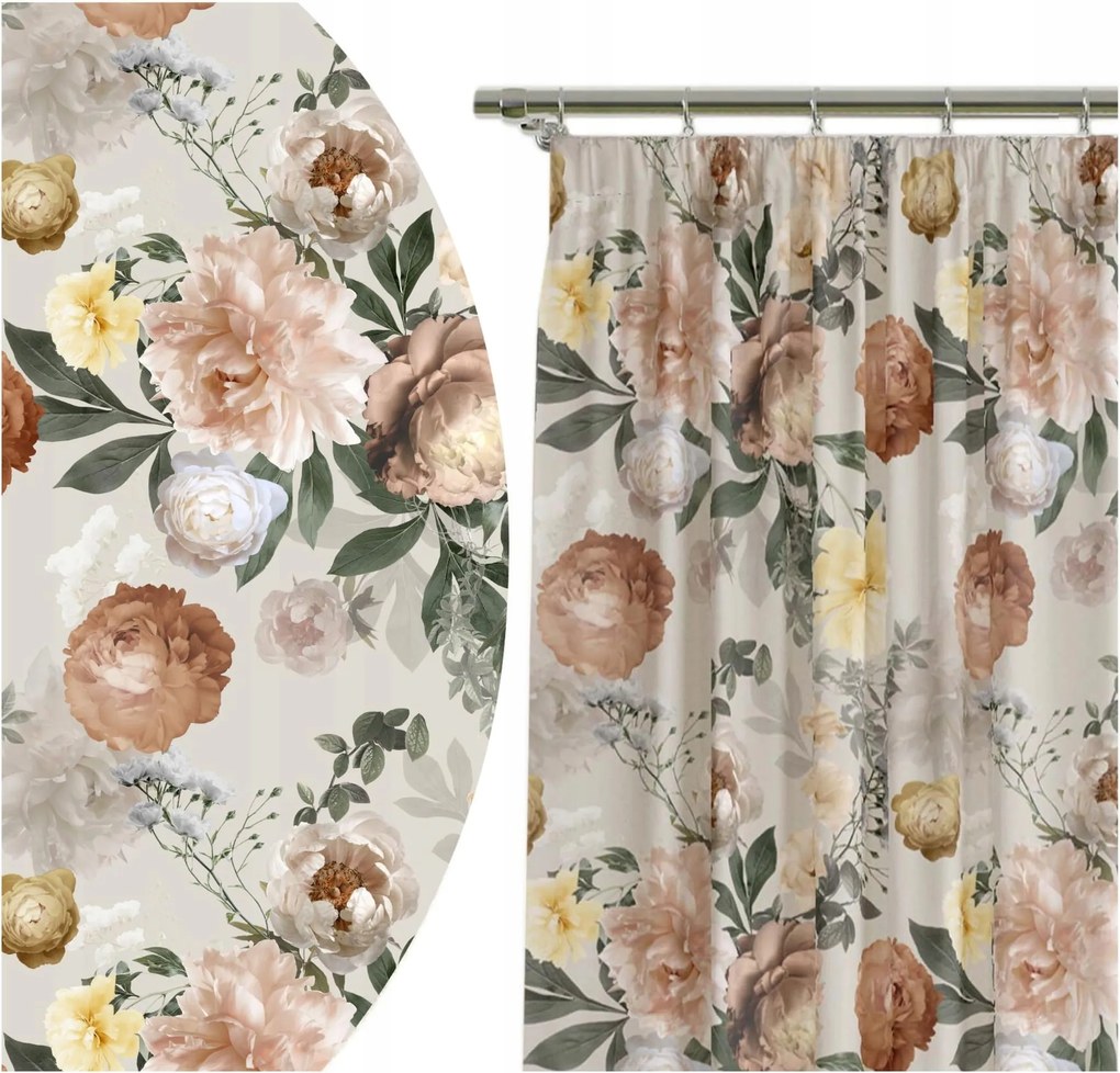 Függöny Kész 140x160 Függöny Virágok 5971