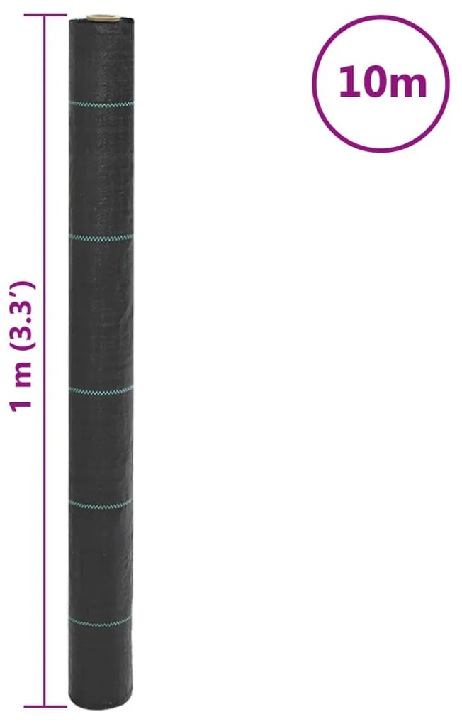 fekete PP talajtakaró membrán 1x10 m