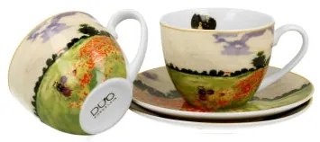Porcelán csésze + ajl 270 ml 2 személyes dobozban Monet Pipacsmező