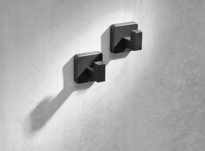 2x Akasztós Fürdőszobai Fali Törölközőtartó Fekete Csavarozható