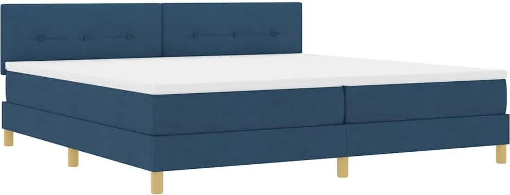 vidaXL LED Box Spring Ágy matracmal leddel Kék 200 x 200 cm szövet