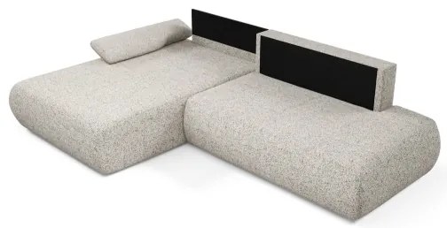 PRATO L-alakú, balos, kinyitható sarokkanapé tárolóval, bézs