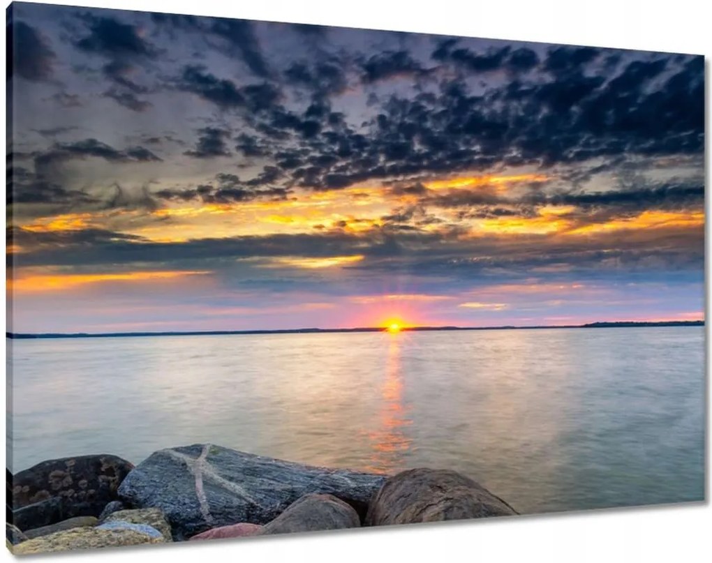 Vászonkép 100x70 Sziklák Tenger Naplemente