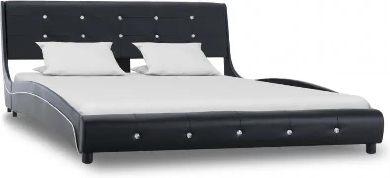 Fekete műbőr ágykeret 140 x 200 cm