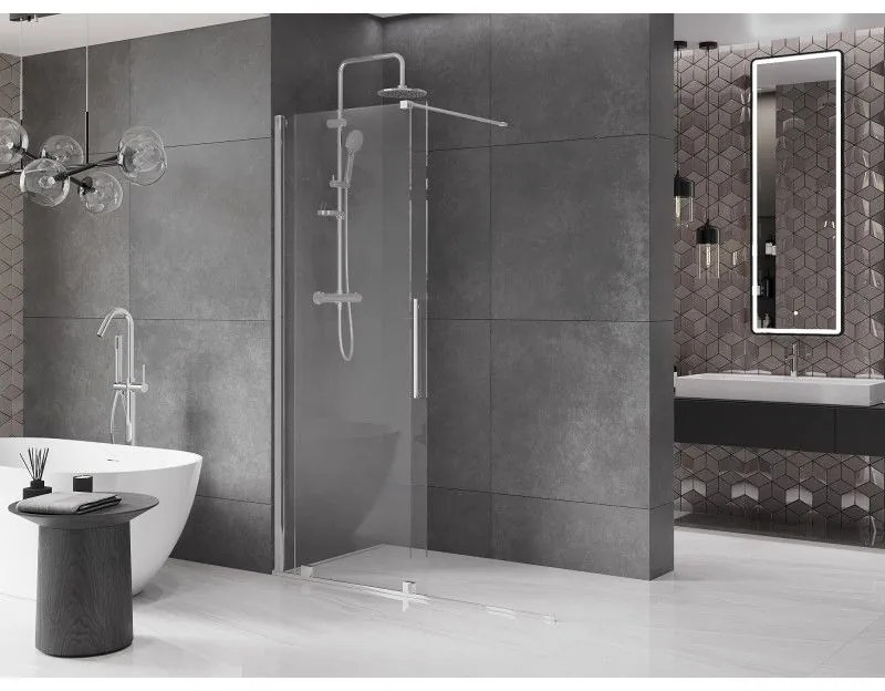 Mexen Velar, tolóajtó a nyílásba Walk-In típus 140 cm, 8 mm átlátszó üveg, króm, 871-140-000-03-01