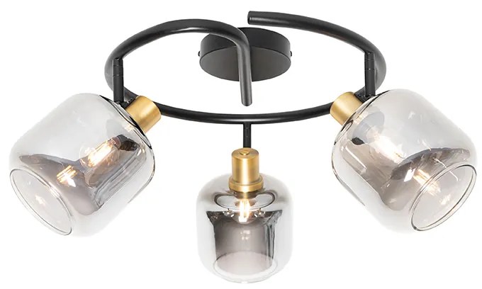 Mennyezeti spotlámpa fekete füstüveggel kerek 3-lámpás - Zuzanna