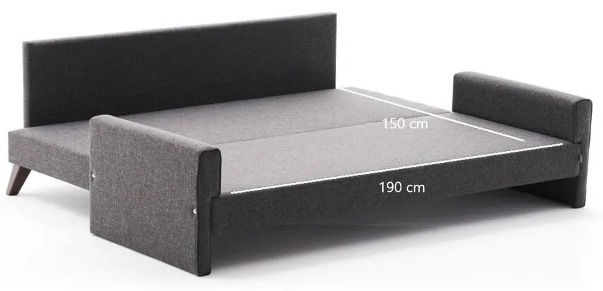 Antracitszürke kinyitható kanapé 208 cm Bella – Balcab Home