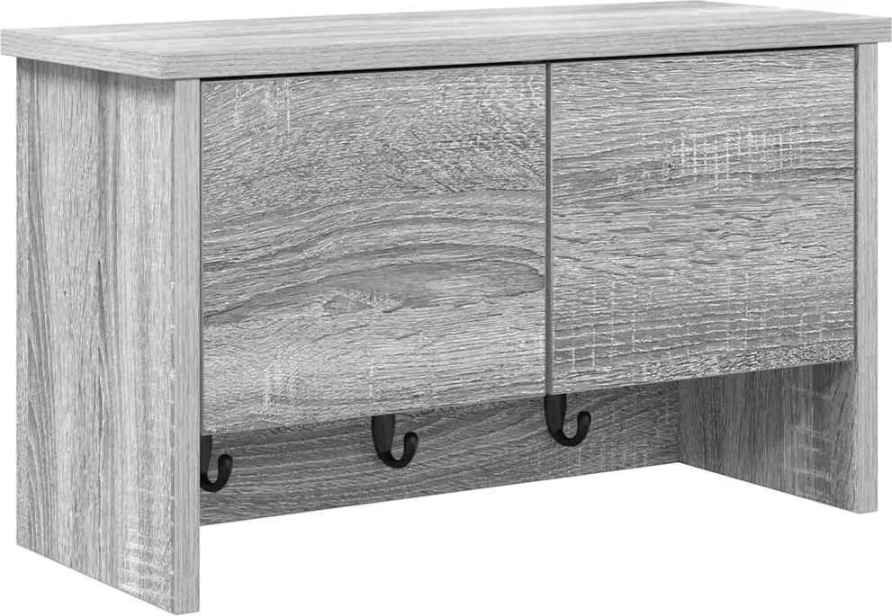 vidaXL Fali Kabáthorog polcokkal Szürke Sonoma 50 x 20 x 30 cm Faanyag