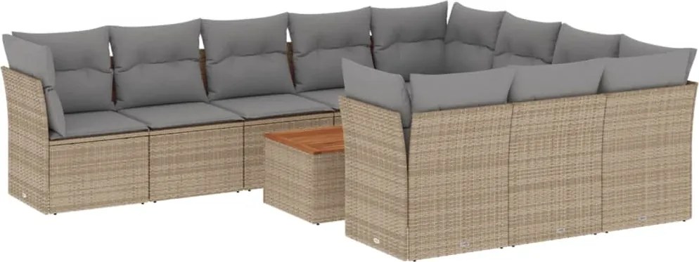 vidaXL 11részes vegyes bézs polyrattan kerti ülőgarnitúra párnákkal