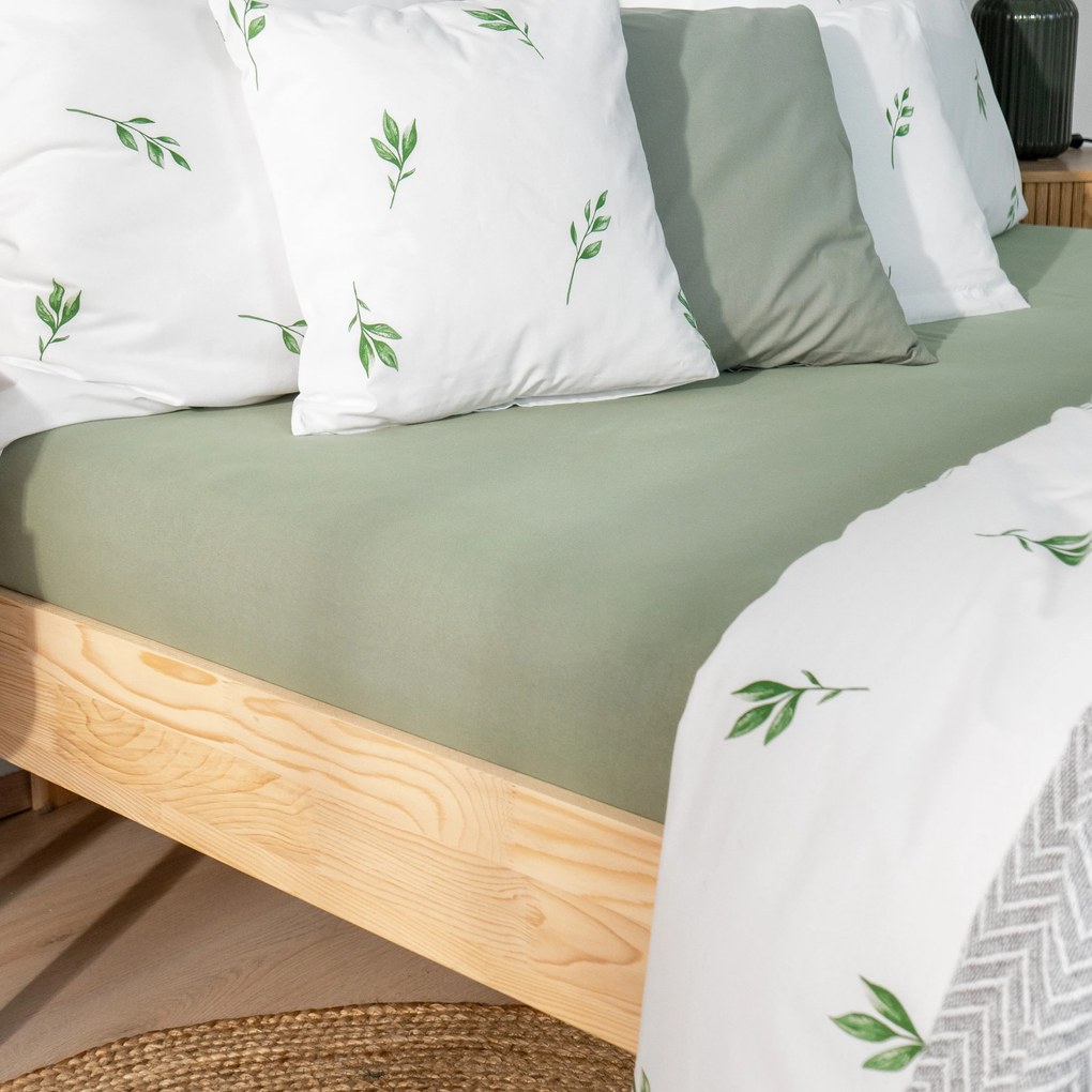 Goldea jersey gumis lepedő - zsálya színű 90 x 200 cm